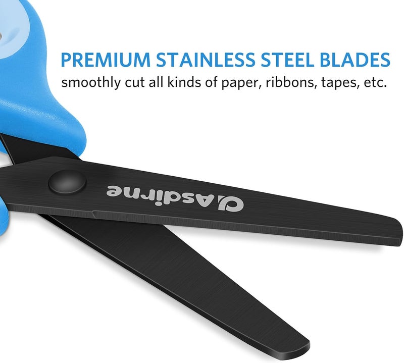 Asdirne Kids Scissors - Safety Children Scissors with Blunt Tip Stainless Steel Blades and Soft Grip, Great for Home and School, Blue, 13.5cm - Image 5